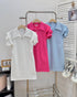 Zipper Collar Down Rose Decor Short Sleeves Mini Dress